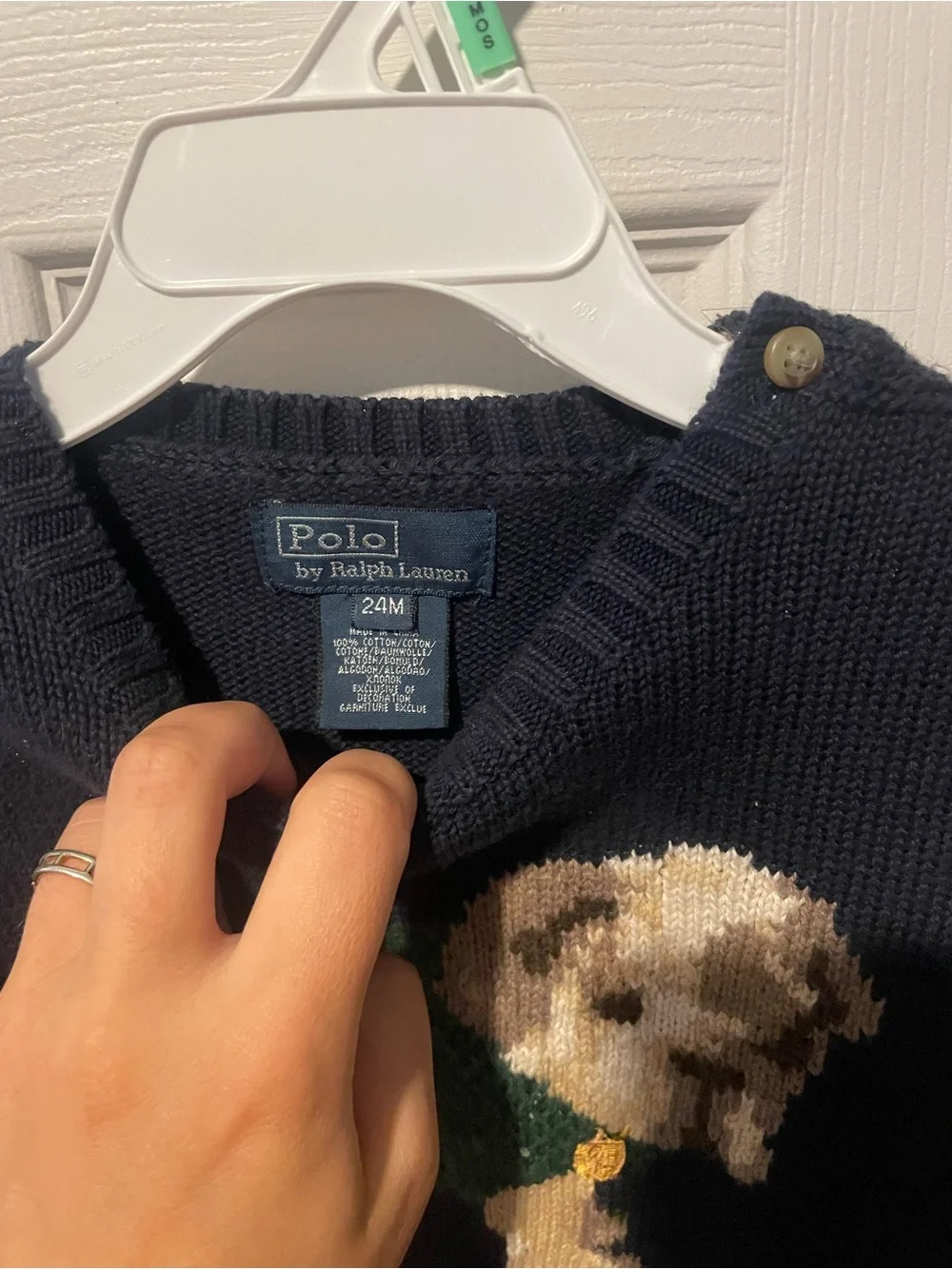 Ralph Lauren Navy Knit Sweater with Puppy Motif